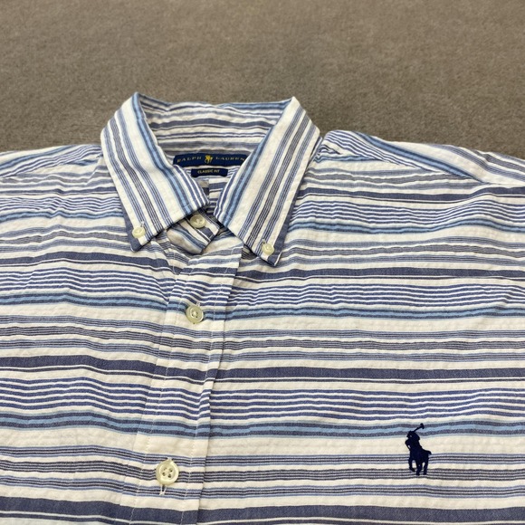 Ralph Lauren Shirt Mens 2XL Blue White Striped Classic Fit Button Down Cotton - Picture 2 of 10